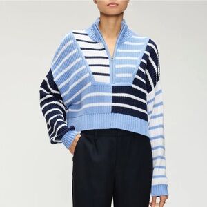 Staud Hampton Cropped Sweater Adriatic Stripe XS